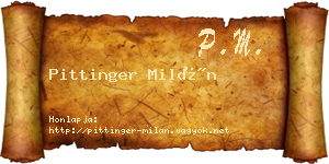 Pittinger Milán névjegykártya